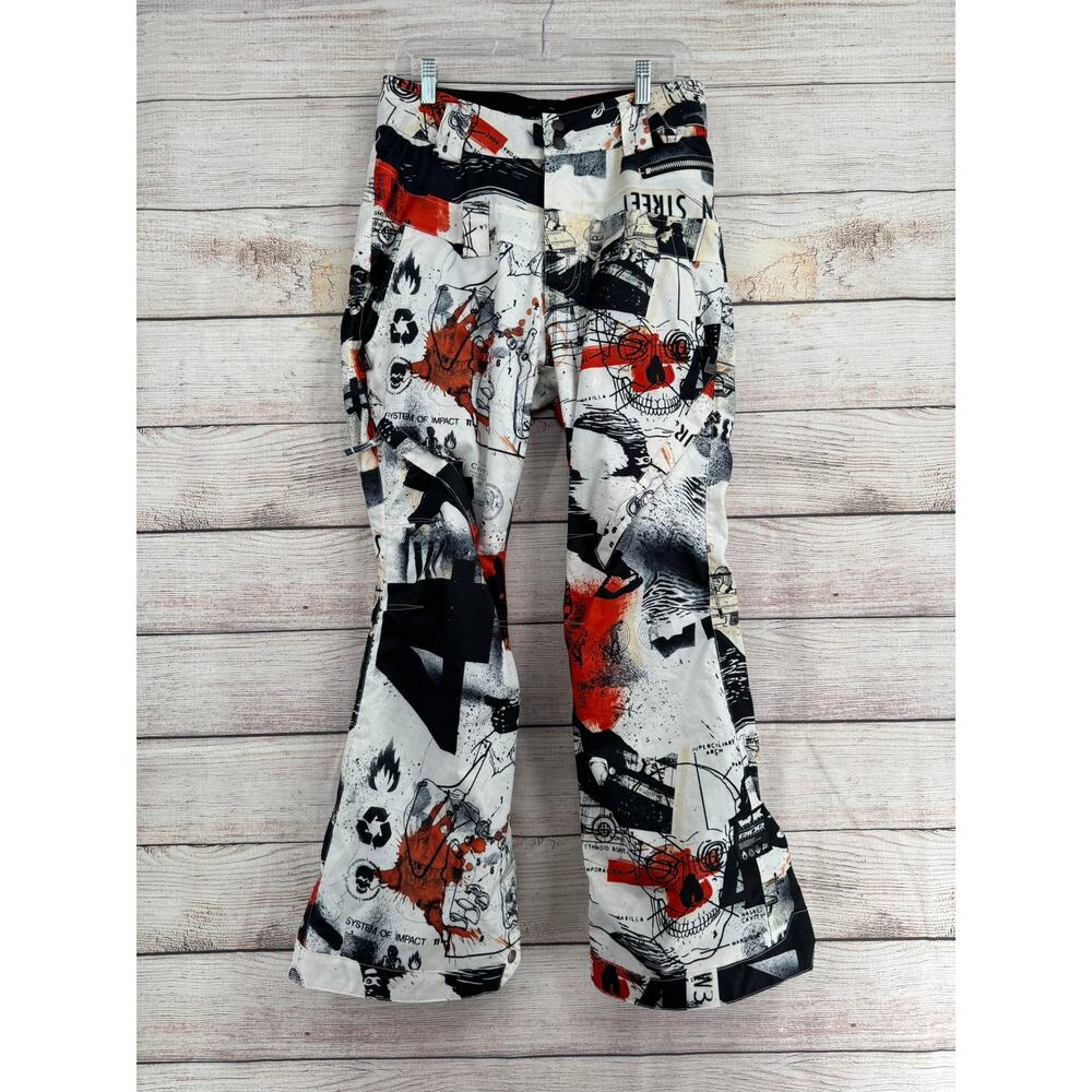 Ride x WK Interact Belltown All Over‎ Print Snowboard Pants Mens S White Black